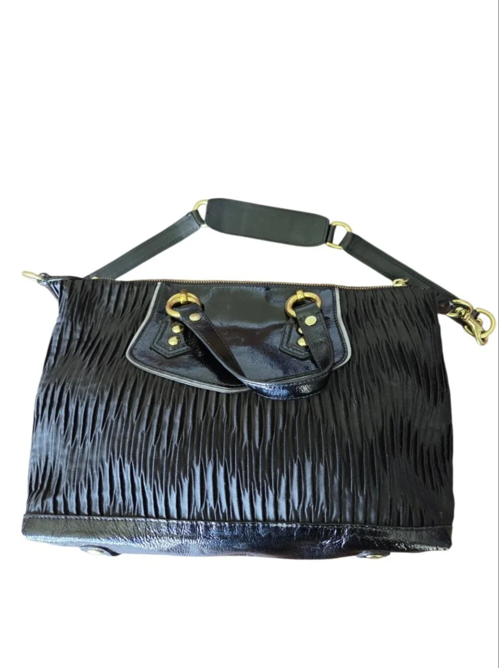 Coach Ashley Gathered Leather Satchel Black Purse F14493 Shoulder Bag Y2k